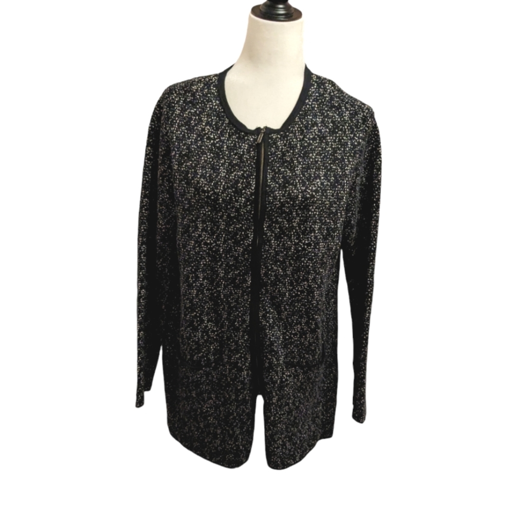 Nicole Millar zip up cardigan. Sz L. EUC. Black